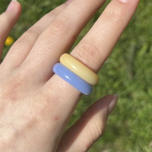 Chalcedón modrý tromlovaný prsteň (6-7cm)